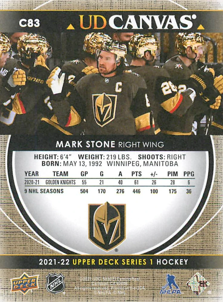 2021-22 UD Series 1 - Mark Stone - Canvas #C83