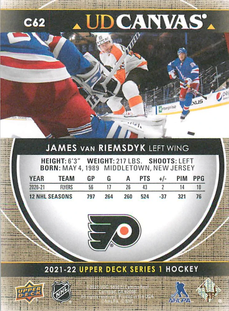 2021-22 UD Series 1 - James van Riemsdyk - Canvas #C62