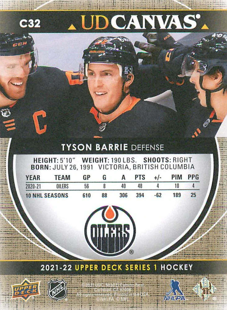 2021-22 UD Series 1 - Tyson Barrie - Canvas #C32