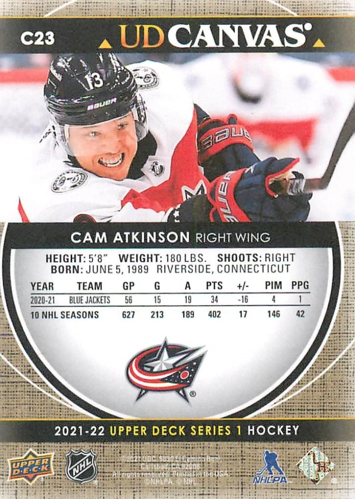 2021-22 UD Series 1 - Cam Atkinson - Canvas #C23