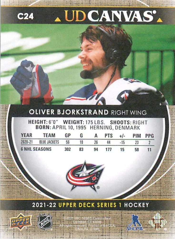 2021-22 UD Series 1 - Oliver Bjorkstrand - Canvas #C24