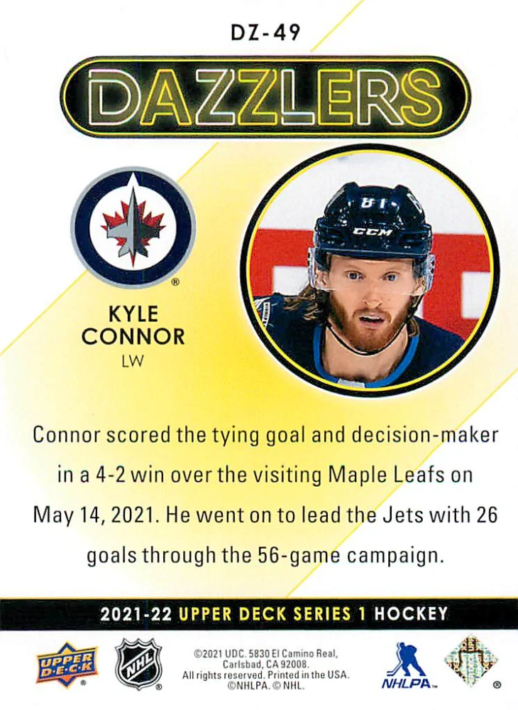 2021-22 UD Series 1 - Kyle Connor - Dazzlers Blue #