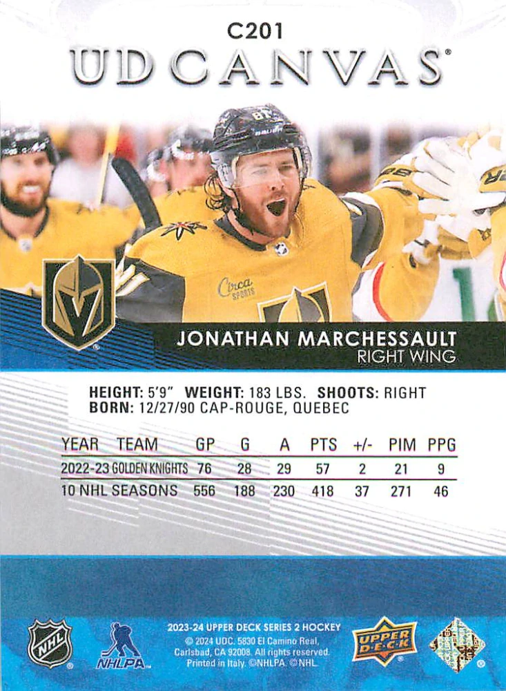 2023-24 UD Series 2 - Jonathan Marchessault - Canvas #C201