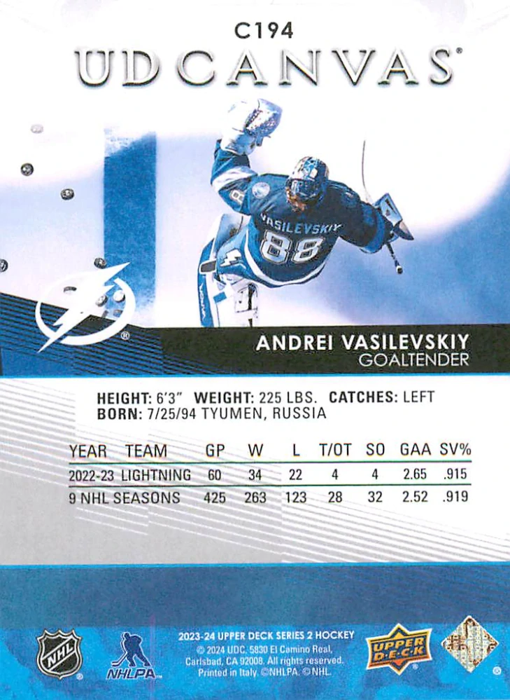 2023-24 UD Series 2 - Andrei Vasilevskiy - Canvas #C194