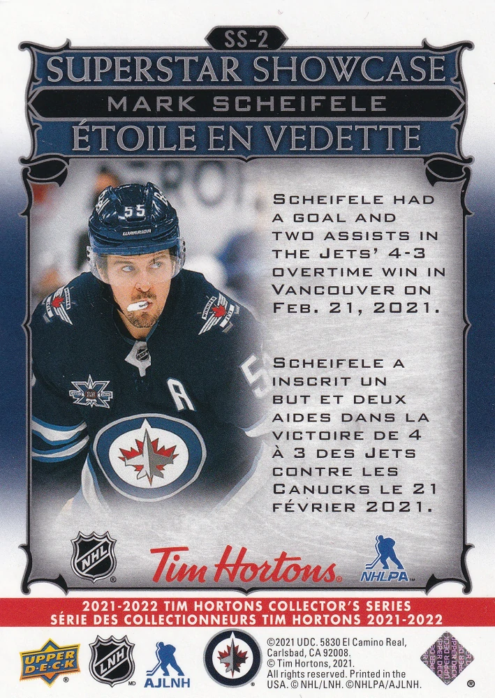 2021-22 UD Tim Hortons Collector's Series - Mark Scheifele - Superstar Showcase #SS-2
