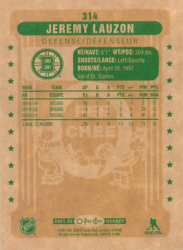 2021-22 UD O-Pee-Chee - Jeremy Lauzon - Retro #314