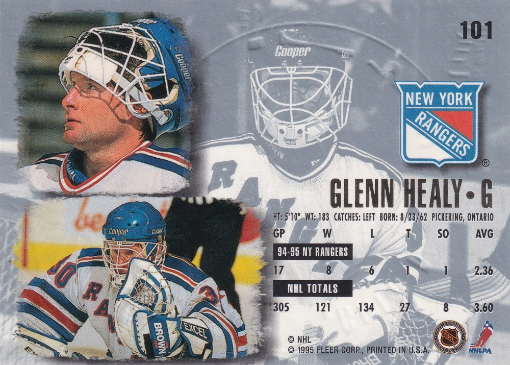 1995-96 Fleer Ultra - Glenn Healy - Gold Medallion #101