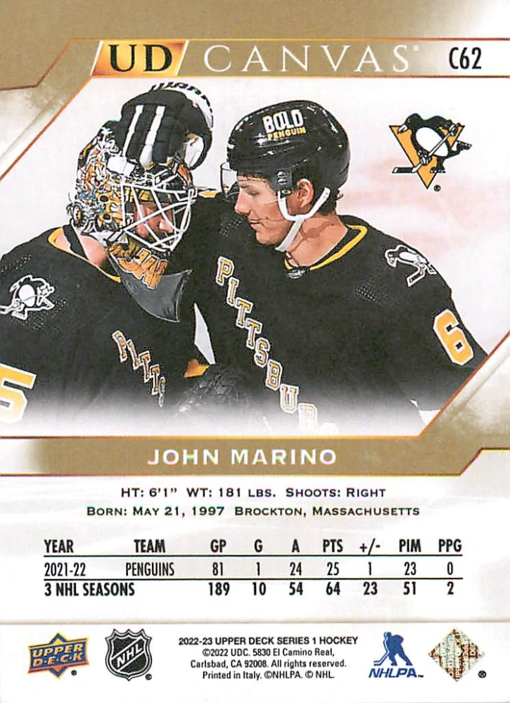 2022-23 UD Series 1 - John Marino - Canvas #C62