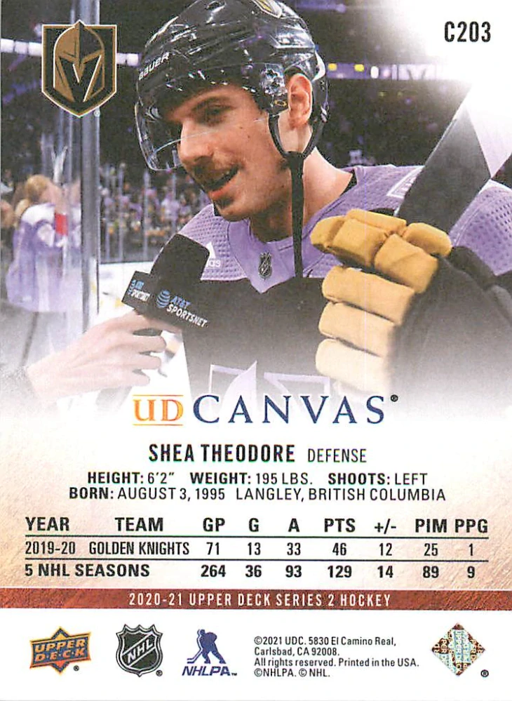 2020-21 UD Series 2 - Shea Theodore - Canvas #C203