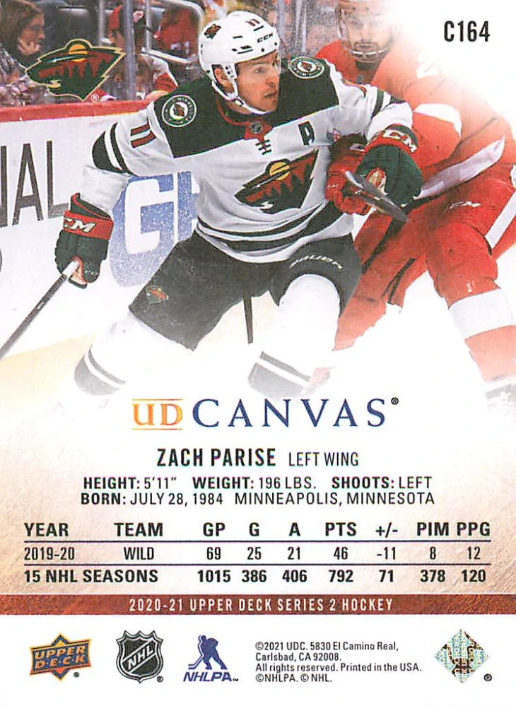 2020-21 UD Series 2 - Zach Parise - Canvas #C164