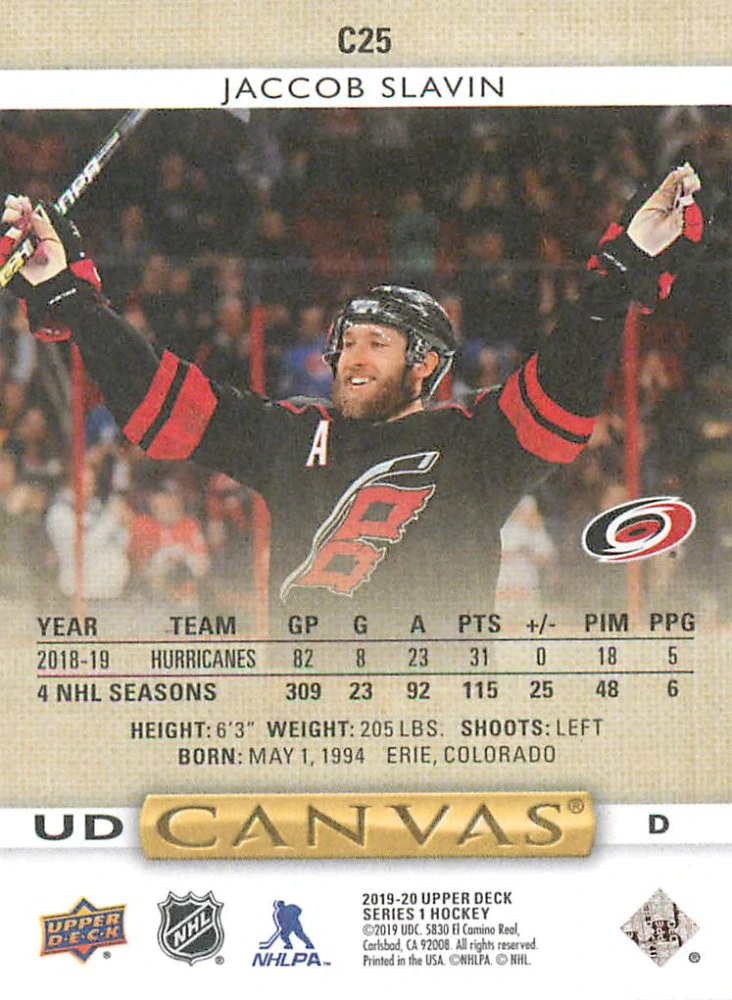 2019-20 UD Series 1 - Jaccob Slavin - Canvas #C25