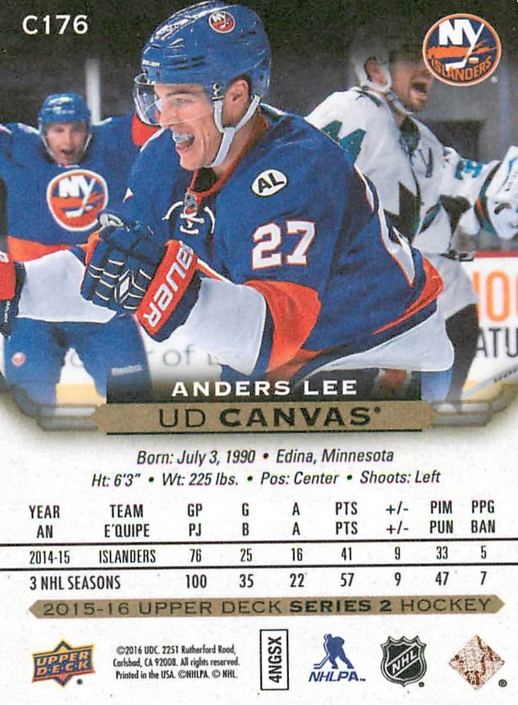 2015-16 UD Series 2 - Anders Lee - Canvas #C176