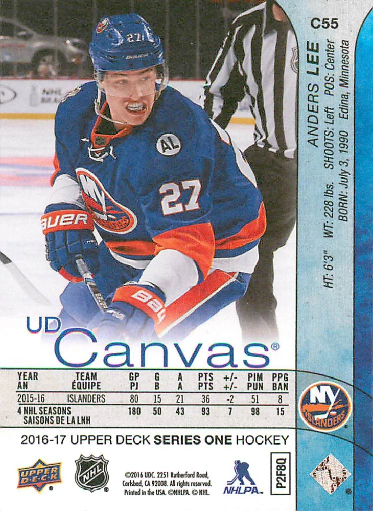 2016-17 UD Series 1 - Anders Lee - Canvas #C55