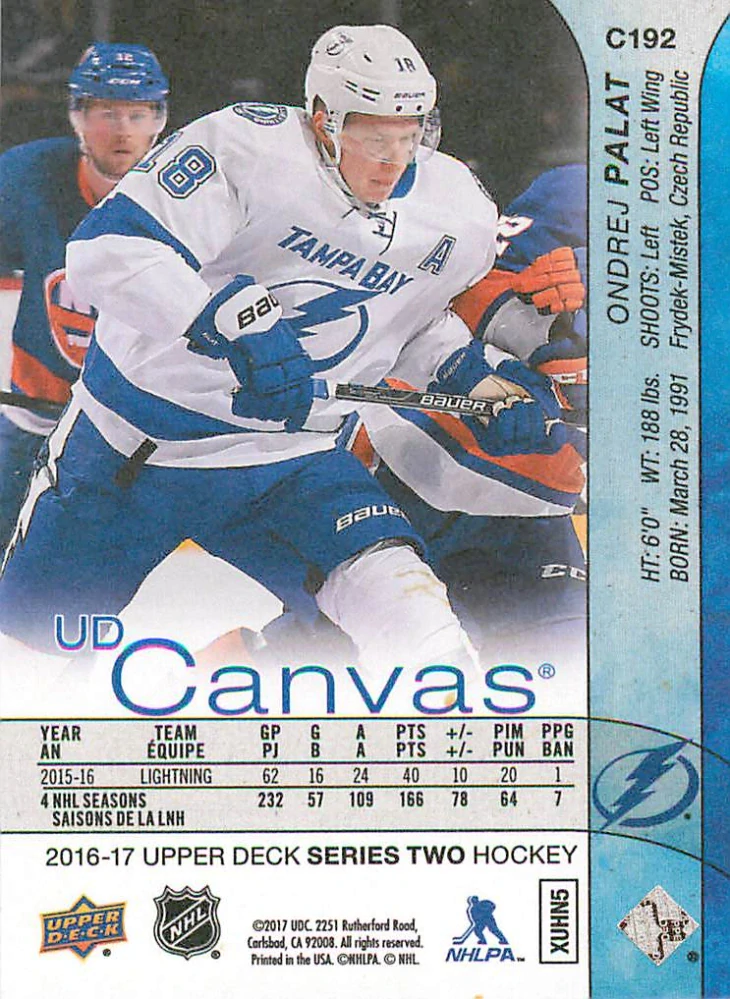 2016-17 UD Series 2 - Ondřej Palát - Canvas #C192