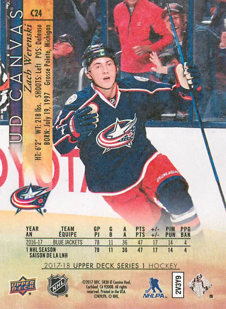 2017-18 UD Series 1 - Zach Werenski - Canvas #C24