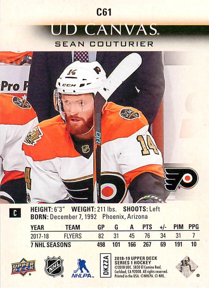 2018-19 UD Series 1 - Sean Couturier - Canvas #C61
