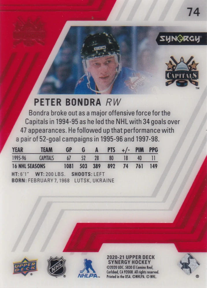 2020-21 UD Synergy - Peter Bondra #74