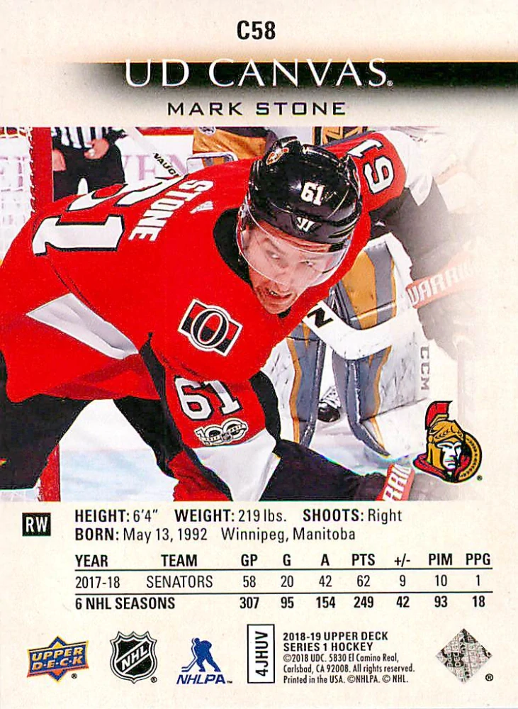 2018-19 UD Series 1 - Mark Stone - Canvas #C58
