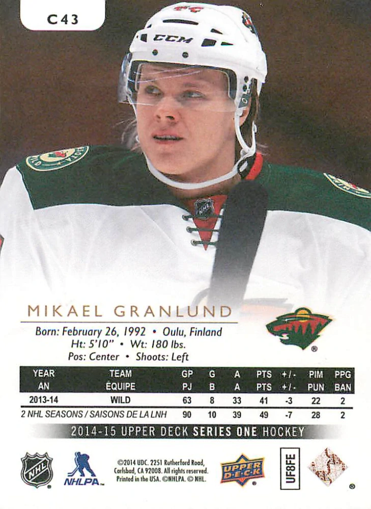 2014-15 UD Series 1 - Mikael Granlund - Canvas #C43