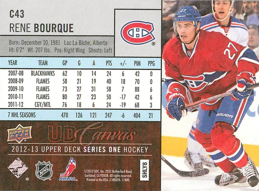 2012-13 UD Series 1 - Rene Bourque - Canvas #C43