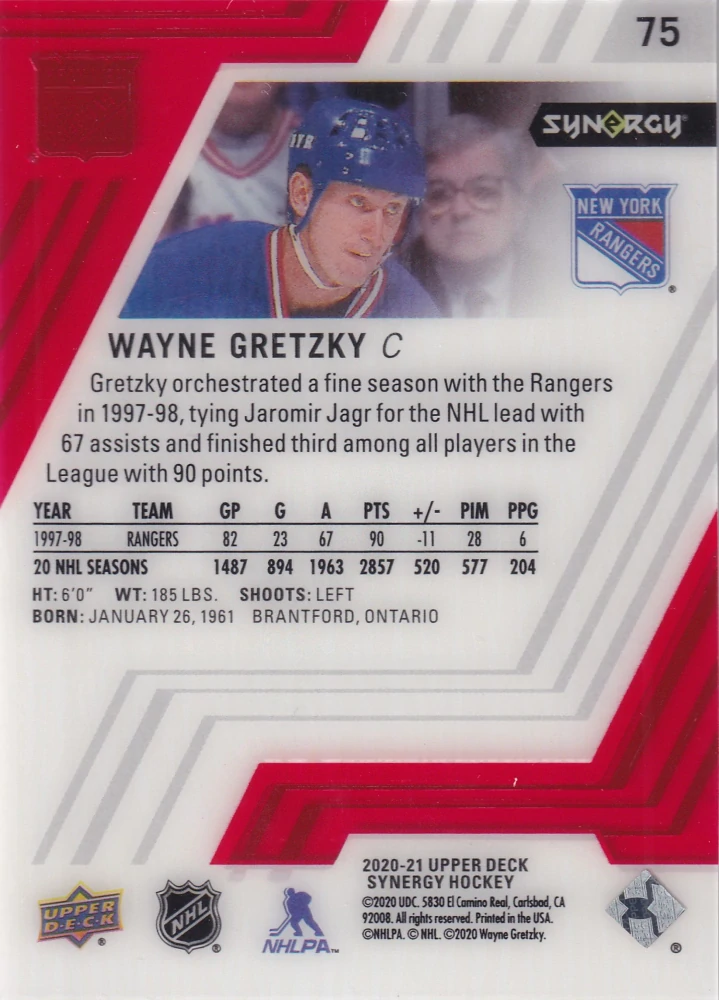 2020-21 UD Synergy - Wayne Gretzky #75