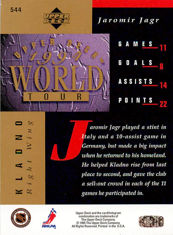 1994-95 UD Series 2 - Jaromír Jágr - World Tour #544