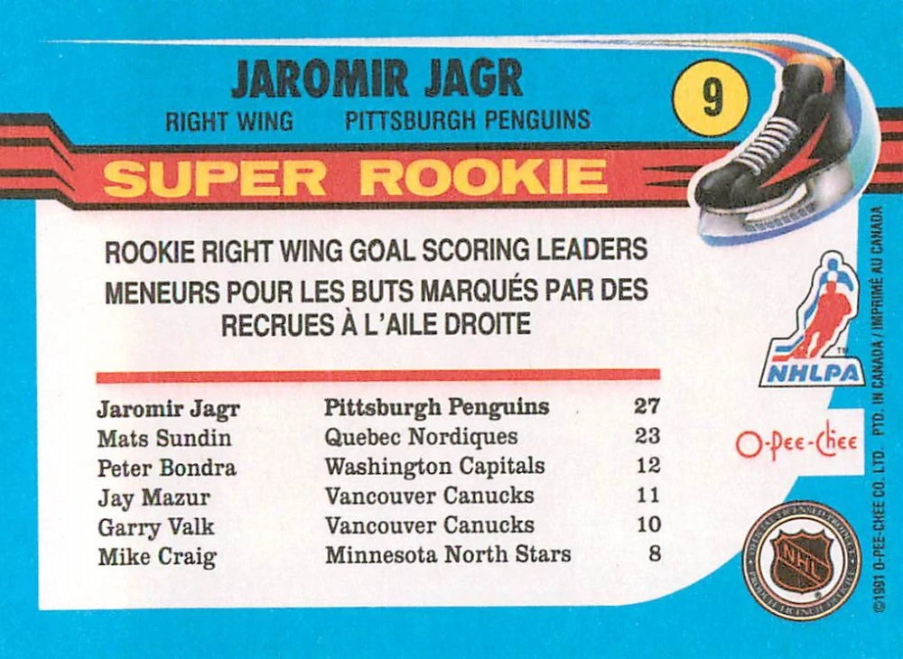 1991-92 O-Pee-Chee - Jaromír Jágr - Super Rookie #9