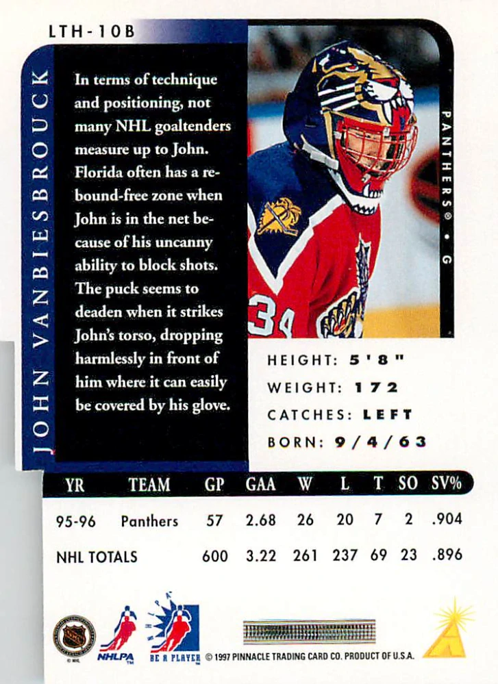 1996-97 Pinnacle Be a Player - John Vanbiesbrouck - Link 2 History #LTH-10B