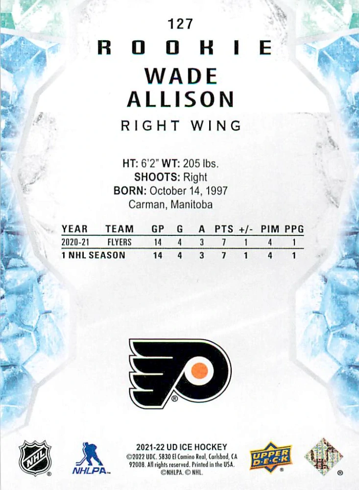 2021-22 UD Ice - Wade Allison - Rookie #127