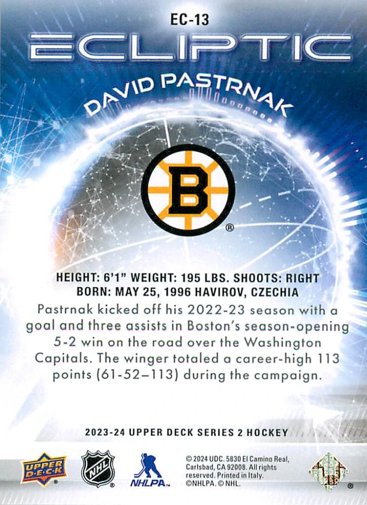 2023-24 UD Series 2 - David Pastrňák - Ecliptic #EC-13