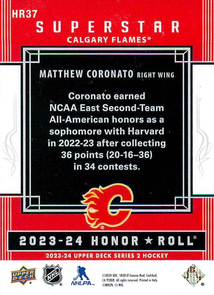2023-24 UD Series 2 - Matthew Coronato - Superstar Honor Roll #HR37