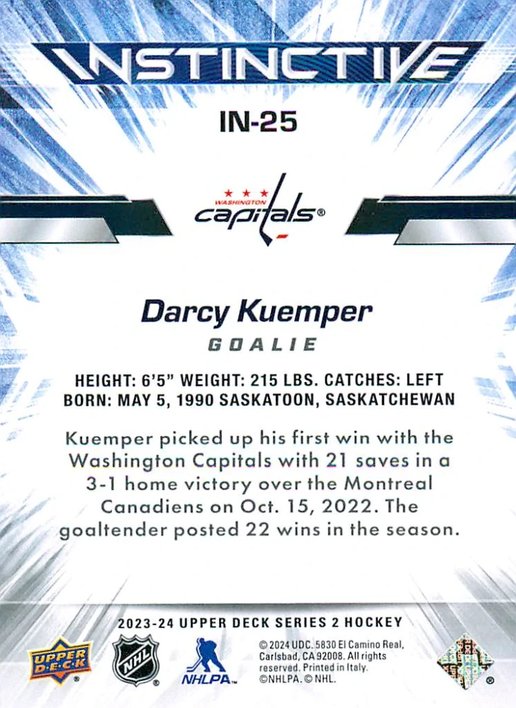 2023-24 UD Series 2 - Darcy Kuemper - Instinctive #IN-25