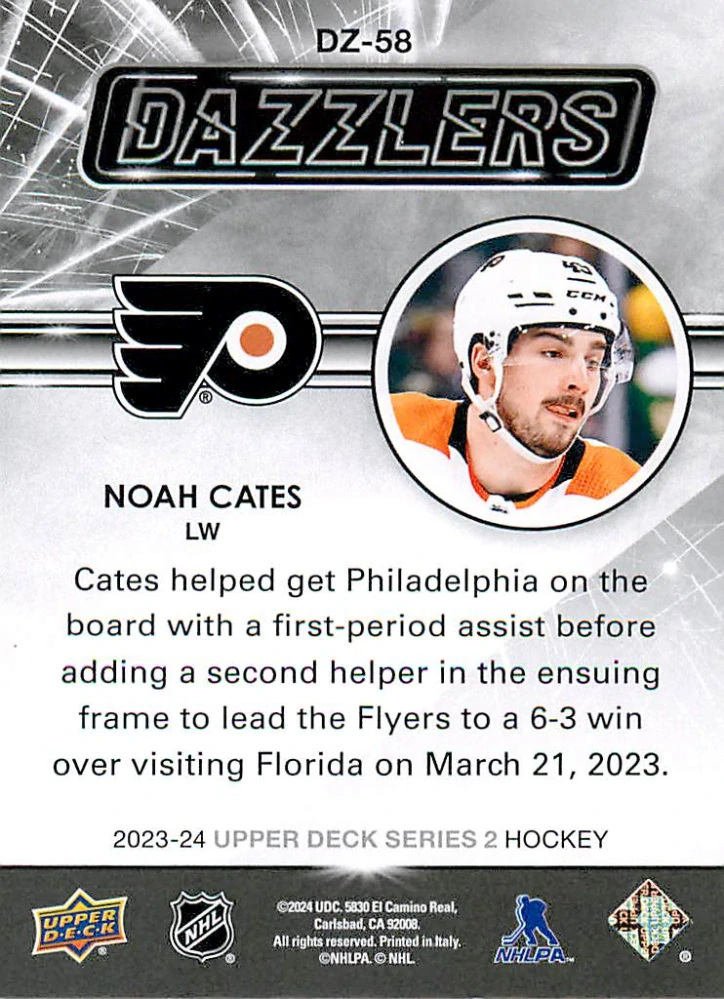 2023-24 UD Series 2 - Noah Cates - Dazzlers Orange #DZ-58