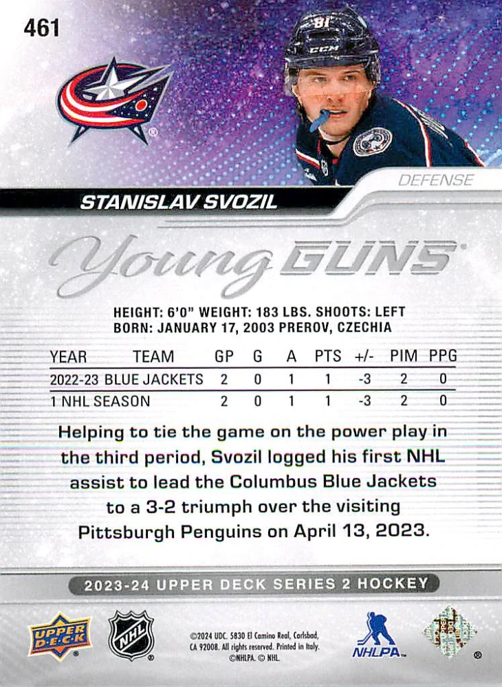 2023-24 UD Series 2 - Stanislav Svozil - Young Guns #461