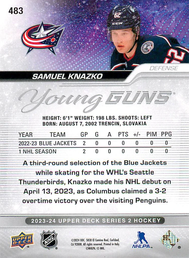 2023-24 UD Series 2 - Samuel Kňažko - Young Guns #483