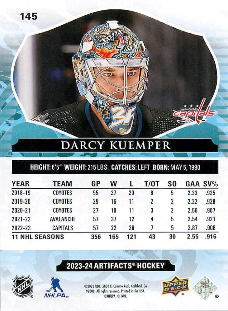 2023-24 UD Artifacts - Darcy Kuemper - Ruby /499 #145