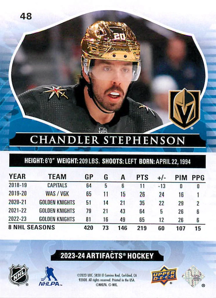 2023-24 UD Artifacts - Chandler Stephenson - Autumn /75 #48