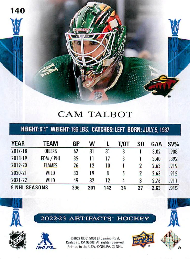 2022-23 UD Artifacts - Cam Talbot /599 #140