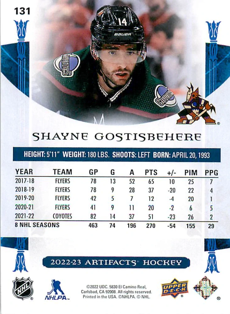 2022-23 UD Artifacts - Shayne Gostisbehere /599 #131