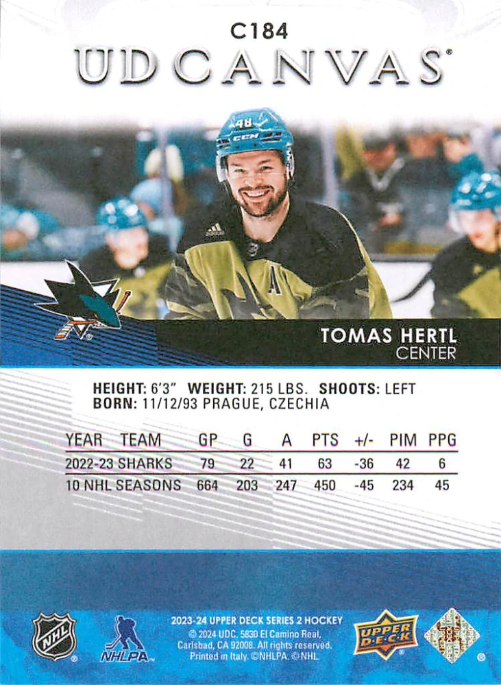 2023-24 UD Series 2 - Tomáš Hertl - Canvas #C184