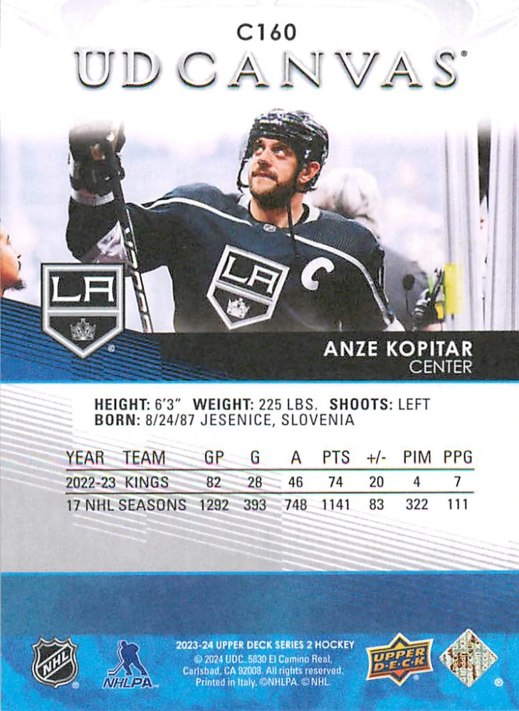 2023-24 UD Series 2 - Anze Kopitar - Canvas #C160