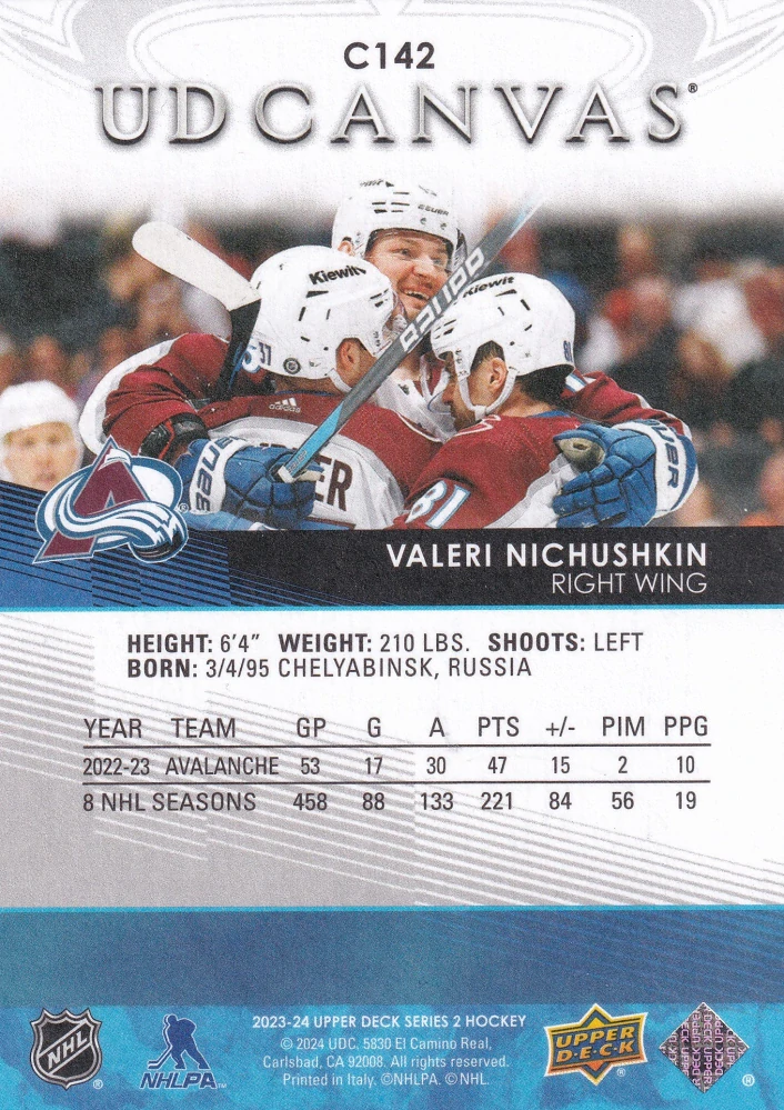 2023-24 UD Series 2 - Valeri Nichushkin - Canvas #C142