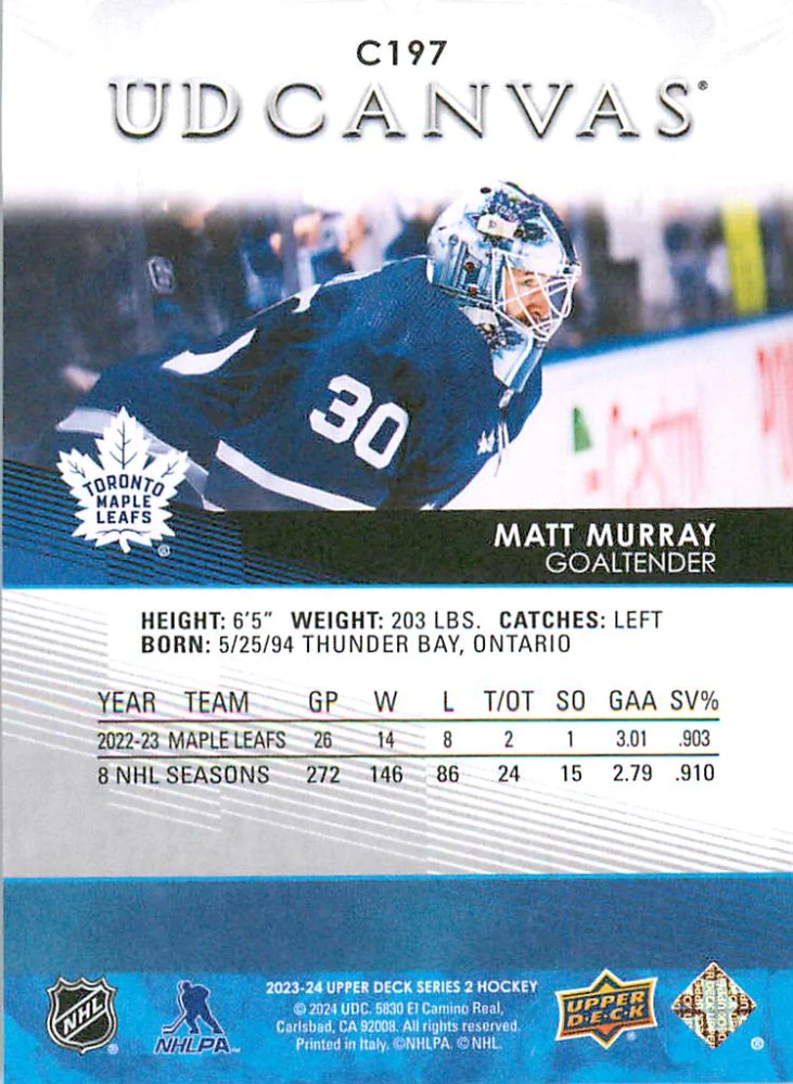 2023-24 UD Series 2 - Matt Murray - Canvas #C197