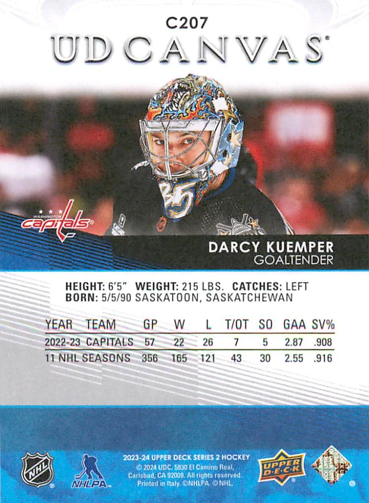 2023-24 UD Series 2 - Darcy Kuemper - Canvas #C207