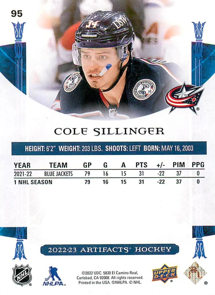 2022-23 UD Artifacts - Cole Sillinger #95
