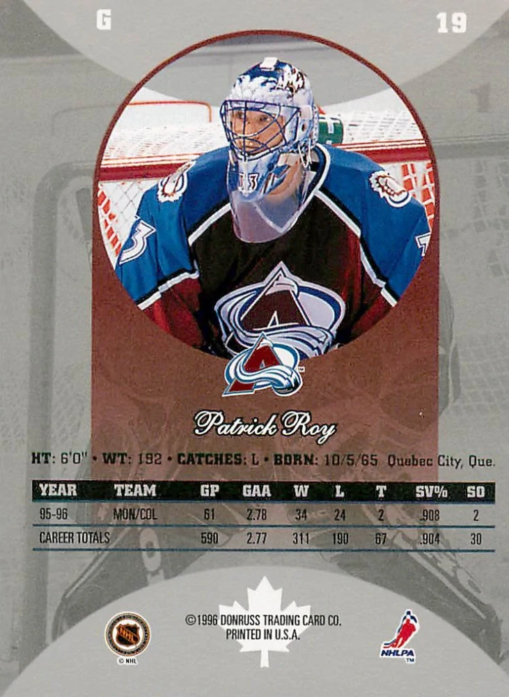 1996-97 Donruss Canadian Ice - Patrick Roy #19