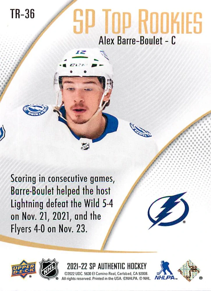 2021-22 UD SP Authentic - Alex Barre-Boulet - SP Top Rookies #TR-36