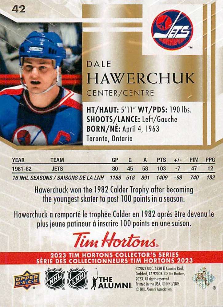 2022-23 UD Tim Hortons Legends - Dale Hawerchuk #42