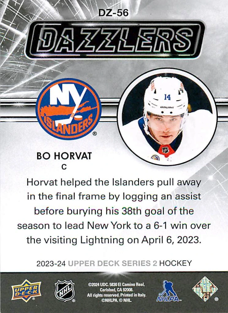 2023-24 UD Series 2 - Bo Horvat - Dazzlers Orange #DZ-56