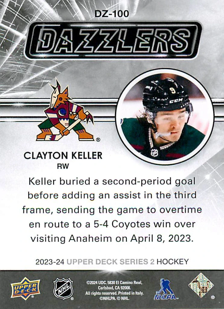 2023-24 UD Series 2 - Clayton Keller - Dazzlers Orange #DZ-100
